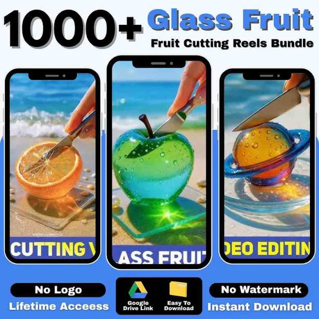 1000+ AI Glass Fruit Cutting ASMR Videos Bundle for Instagram
